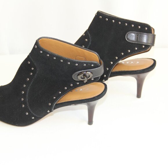 Coach Black Ankle Booties with Silver Studs - Picture 6 of 11